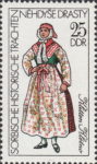 GDR 1977 postage stamp Sorbian costumes Klitten-Kletna DDR 2212I