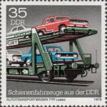 GDR 1979 postage stamp railway car transport plate flaw DDR 2417III
