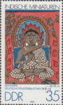 GDR 1979 postage stamp Indian miniature Mahavira plate flaw DDR 2419I