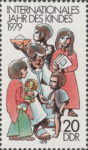 GDR 1979 postage stamp child day plate flaw DDR 2423I