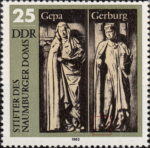 GDR postage stamp plate flaw Naumberg Cathedral statue