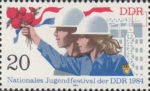GDR plate flaw 2879I Youth Festival postage stamp
