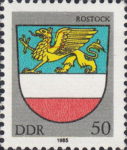 GDR 1985 postage stamp arms of Rostock