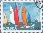 Poland Finn class sail boat postage stamp plate flaw
