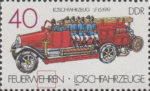 Germany 1987 old fire engine postage stamp plate flaw 3103II