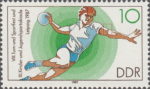 Germany DDR 1987 youth sports handball postage stamp plate flaw 3112I
