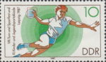 Germany 1987 youth games handball postage stamp plate flaw 3112II