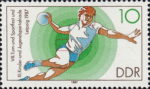 GDR 1987 sports handball postage stamp plate flaw 3112III