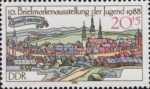 Germany 1988 Chemnitz Karl-Marx-Stadt philatelic exhibition postage stamp plate flaw