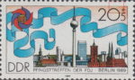 1988 Meeting of the Free German Youth in Berlin postage stamp plate flaw