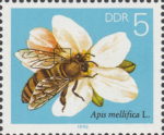 Germany DDR bees collecting nectar postage stamp plate flaw