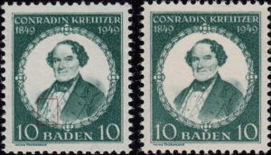 Germany Baden Conradin Kreutzer postage stamp types