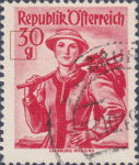 Austria National Costumes Salzburg Pongau postage stamp plate flaw