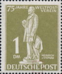 West Berlin UPU anniversary Heinrich von Stephan postage stamp flaw