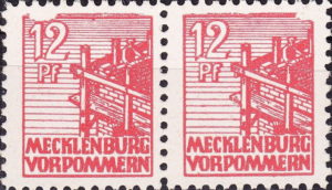 Germany Mecklenburg-Vorpommern 12 pf. postage stamp plate flaw