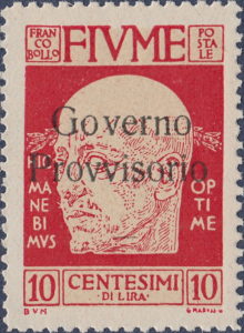 Fiume postage stamp Gabriele d'Annunzio Governo Provvisorio