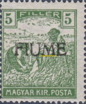 FIUME overprint on postage stamp of Hungary hand stamped