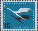 Lufthansa Germany 1955 postage stamp plate flaw 207 f34