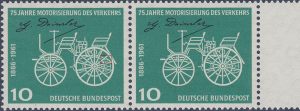 First car Gottlieb Daimler 1961 postage stamp plate flaw 363 f19