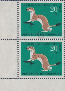 Germany 1967 postage stamp animals Ermine