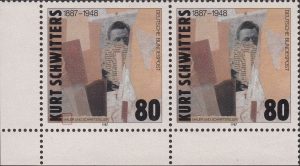 Germany 1987 postage stamp Kurt Schwitter plate flaw 1326I