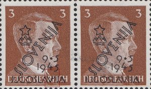 Yugoslavia Slovenia 1945 Maribor issue of postage stamp overprint flaw