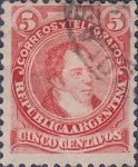Argentina 5 cents postage stamp Bernardino Rivadavia type 1