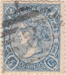 Spain 1865 postage stamp Queen Isabella II 4 cuartos type I