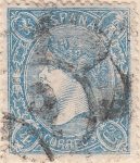 Spain 1865 postage stamp Queen Isabella II 4 cuartos type II
