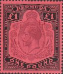 Bermuda postage stamp plate flaw Nick in top right scroll