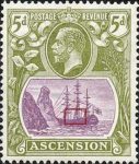 Ascension postage stamp broken mainmast plate flaw