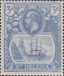 St. Helena postage stamp broken mainmast plate flaw