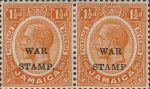 Jamaica postage stamp War Tax Stamp overprint error