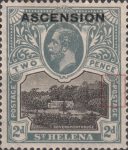 Ascension 1922 postage stamp line through P of POSTAGE