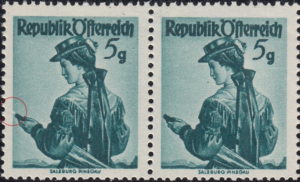 Österreich Trachten Briefmarke Plattenfehler