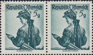 Austria National Costumes stamp flaw