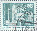 DDR Briefmarke Aufbau in der DDR Alexanderplatz Berlin Plattenfehler