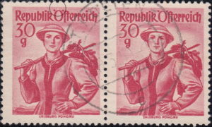 Österreich Gindl Plattenfehler auf Trachten Briefmarke
