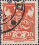 Czechoslovakia stamp Carrier Pigeon with letter 20 halerou plate flaw