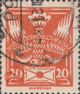 Czechoslovakia stamp Carrier Pigeon with letter 20 halerou Type 1
